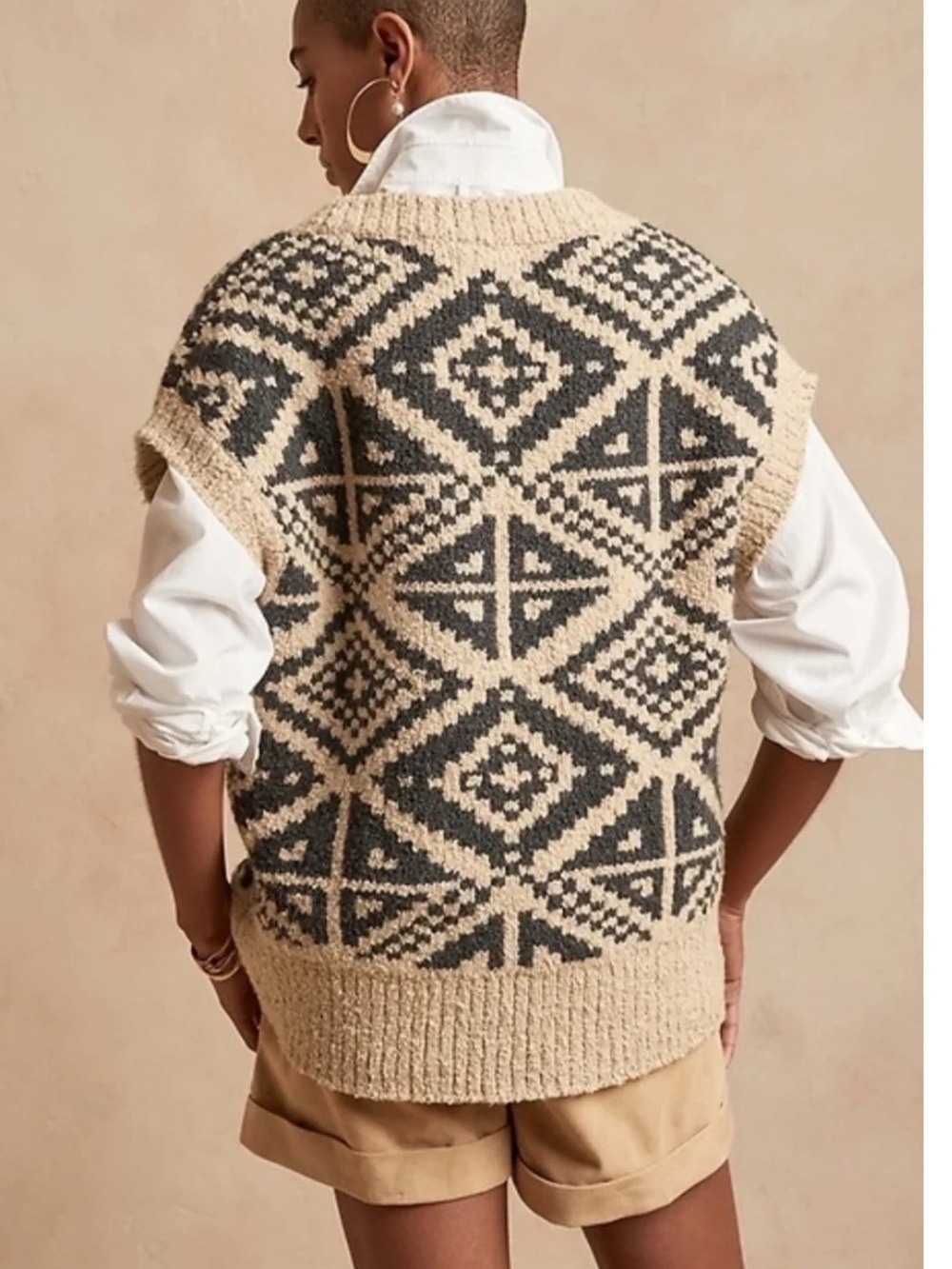 Banana republic Wool Blend HERITAGE OVERSIZED SWEATER VEST Size M/L - Picture 2 of 12